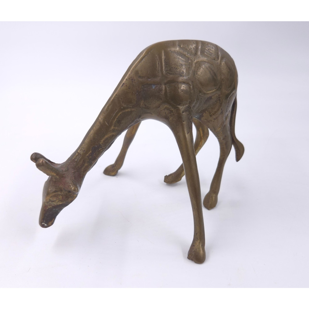 Vintage Brass Giraffe Figurine Statue Paperweight Zoo Animal Metalware